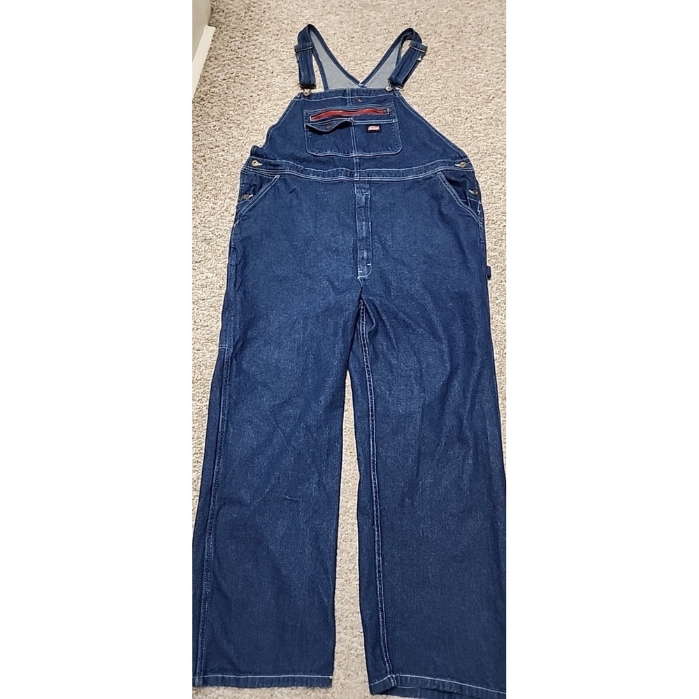 Genuine Dickies‎ Mens Denim Bib Overalls Dark Wash Indigo Blue Size XLR 46x31